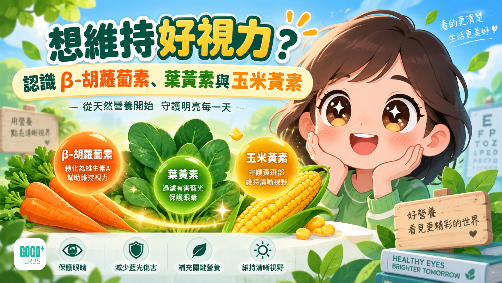 護眼營養素 紅蘿蔔 深綠蔬菜 玉米黃素 葉黃素 食物來源