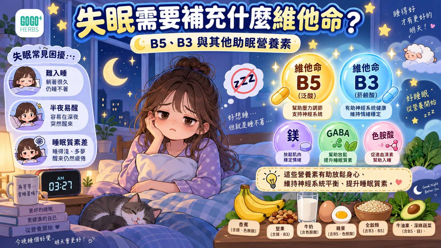 失眠 補充 維他命 B群 助眠 營養素