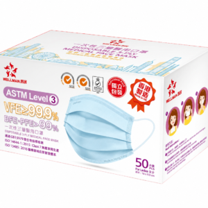 惠民 – ASTM Level 3 女士醫用口罩 藍色 (50片獨立包裝)