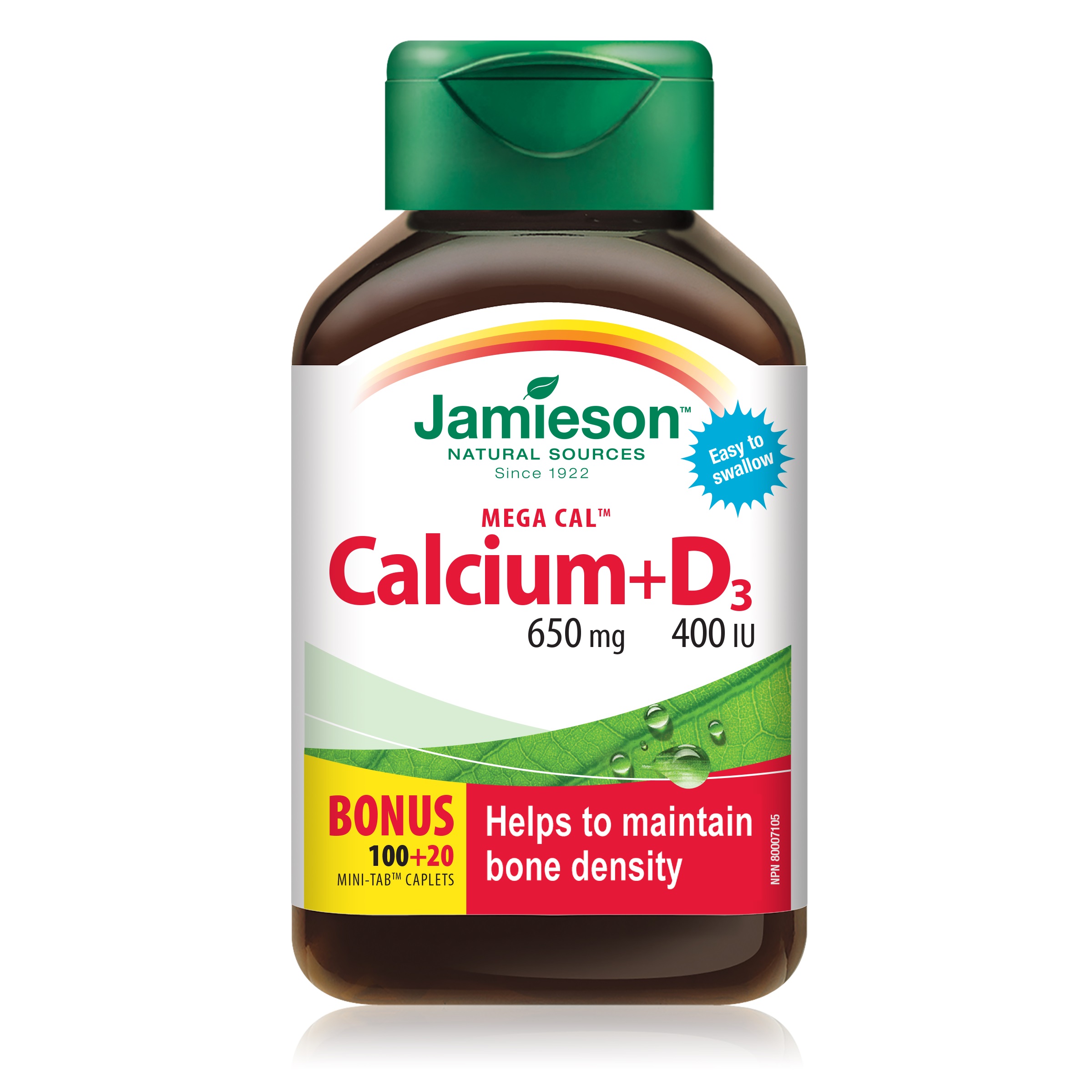 Jamieson – High Concentration Calcium 650mg + Vitamin D3 400IU 120 Tablets