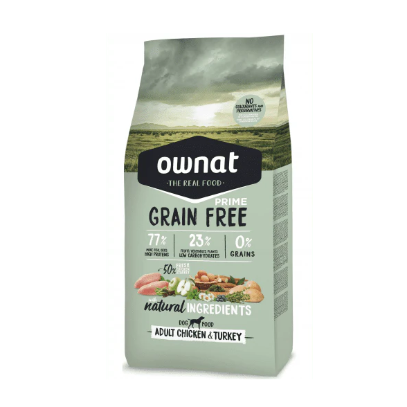 OWNAT - 放牧雞肉與火雞犬糧(大顆粒) | 成年犬消化配方 3 / 12公斤
