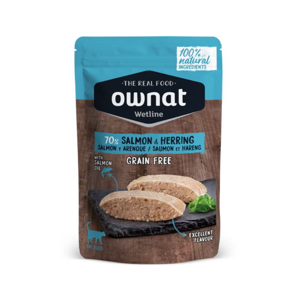 OWNAT - Wetline 純天然無穀三文魚鯡魚主食包 | 全齡貓消化配方 85克