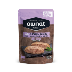 OWNAT - Wetline All Natural Grain Free Pastured Chicken Salmon Main Meal Pack | Weight Management Formula for Neutered Cats 85g