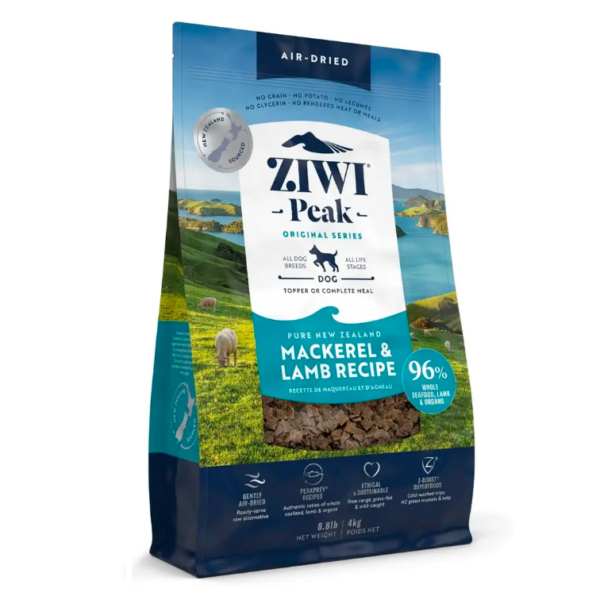 Ziwipeak - Air Dried Dog Food | Wild Mackerel & Free Range Lamb Recipe 454g / 1kg / 2.5kg / 4kg