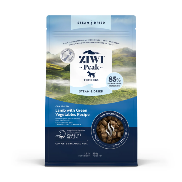 Ziwipeak - Slightly Steamed Air Dried Dog Food | Grass Fed Lamb & Greens 800g / 1.5kg / 3.2kg