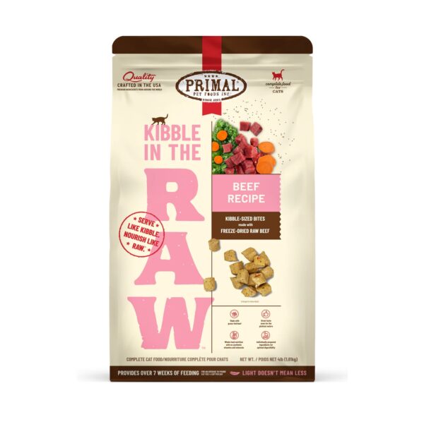 Primal – Kibble in the Raw 凍乾生肉貓糧 | 草飼牛配方 1.5 / 4磅