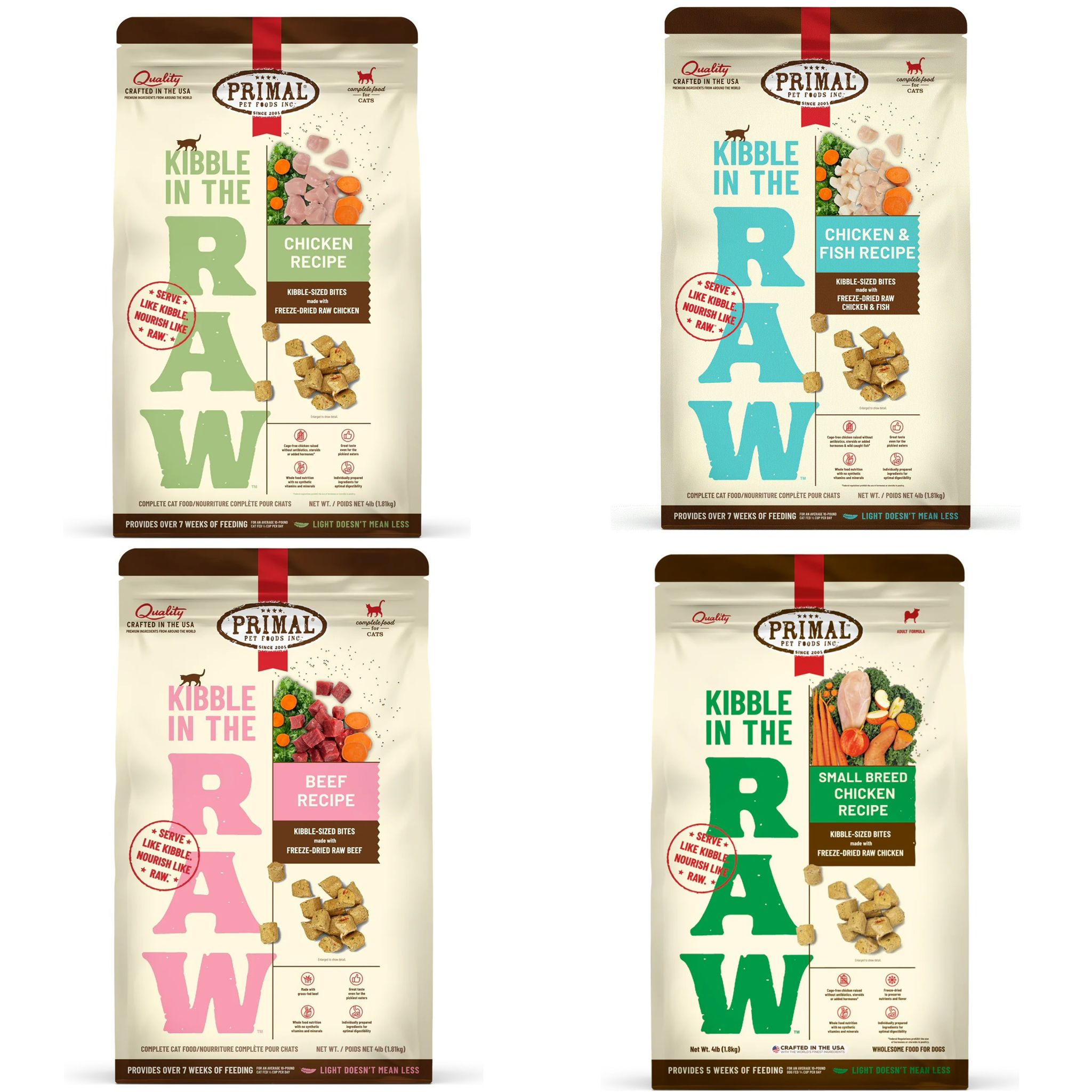 【限時優惠】Primal – Kibble in the Raw 凍乾生肉糧4磅 x 2包