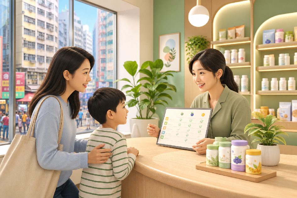 家長到旺角門店查詢兒童保健品
