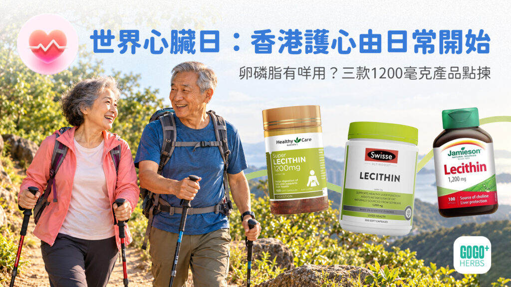 世界心臟日護心飲食場景,香港中年夫婦享用豆漿、豆腐、雞蛋與堅果,旁有心臟及細胞膜卡通示意